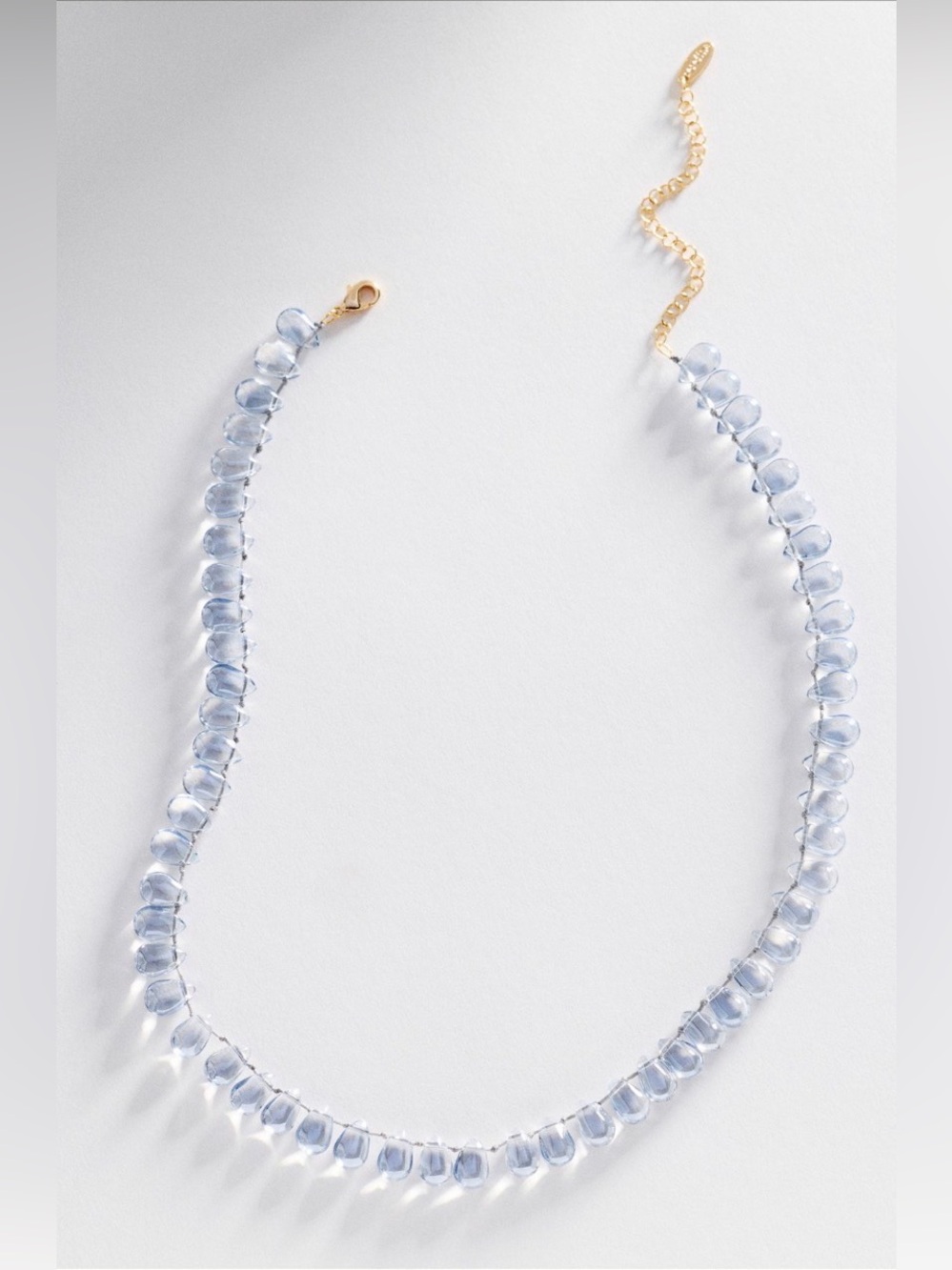 NWT Anthropologie Beaded Teardrop Necklace Clear Blue Stone